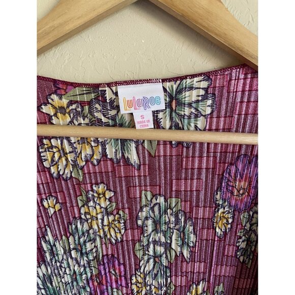 New! Lularoe Shirley Pleated Kimono Pink Floral Size Small - Picture 5 of 5